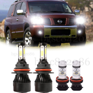 For Nissan Pathfinder 2005-2012 LED Headlight Fog Light Kit Bulbs White 6500K
