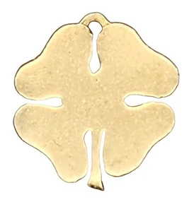 VINTAGE Solid 14k Yellow Gold Charm Pendant ~ FOUR LEAF CLOVER ~ - Picture 1 of 3