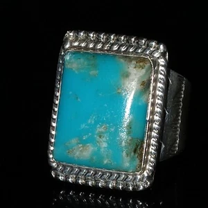 Men's Size 11.5 Turquoise Mountain Turquoise Sterling Ring Herman Vandever - Picture 1 of 12