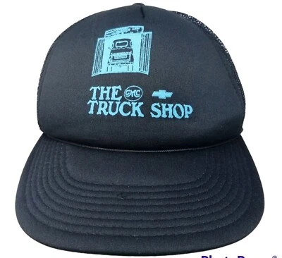The TRUCK SHOP Chevy GMC Malla Camionero Snapback Sombrero Forrado de Espuma Negro Azul LEER* Foto 1 de 4