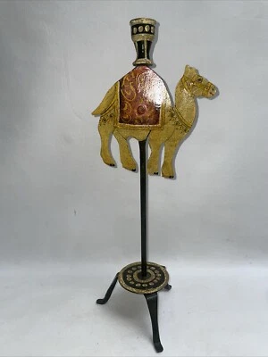 Camel Pier 1 Imports Wrought Iron Metal Candle Holder 16" Stand VTG Look - Image 1 of 4