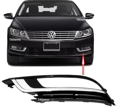 PARAGOLPES DELANTERO IZQUIERDO INFERIOR REJILLA ANTINIEBLA + MOLDURA CROMADA PARA VW CC 2012-2017 Foto 1 de 4