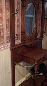 Victorian Coat-stand with mirror, hooks and drawer - Picture 1 of 7