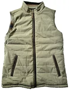 Dakota Grizzly Vest Men’s Medium Striped Quilt Puffer Army Green Fleece Lined - Picture 1 of 11