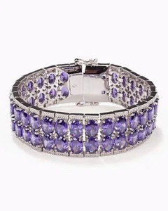 Schmuck Armband Bronze rhodiniert Zirkonia lila Ä4563 - Bild 1 von 1