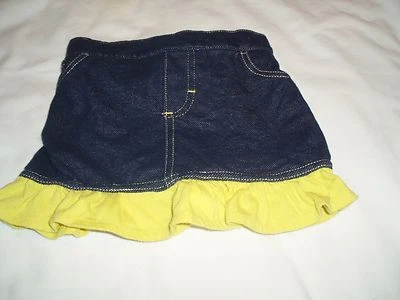 Girl's Kidgets Blue Jean Yellow Ruffle Skirt Skort 12 Months   - Image 1 of 2