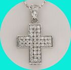 Diamond Cross Pendant Necklace .85CT 14K WG 16” Chain