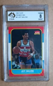 Jeff Malone Rookie RC Fleer 1986/1987 - NBA Card #67 - CGA 8 NM/MINT not PSA - Picture 1 of 2
