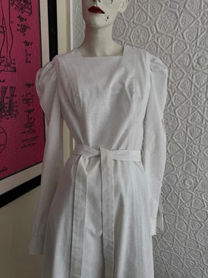 Vestido blanco boho vintage años 60 hecho a mano - manga dividida - hecho a mano - hadas - mínimo Foto 1 de 4