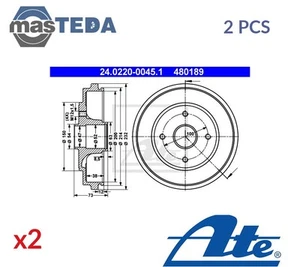 240220-00451 BRAKE DRUM PAIR SET REAR ATE 2PCS FOR VAUXHALL AGILA I 1.2L,1L - Picture 1 of 5