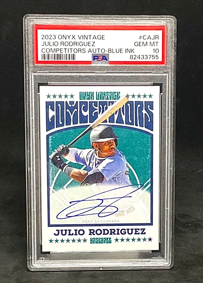 2023 Onyx Vintage Competitors - Autographs #CAJR Julio Rodriguez (AU, RC)PSA 10 - Image 1 of 2