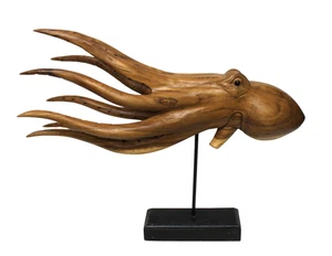 Große handgeschnitzte Skulptur Holz Oktopus ABSTARCT Ständer moderne Schnitzerei Kunst - Bild 1 von 8
