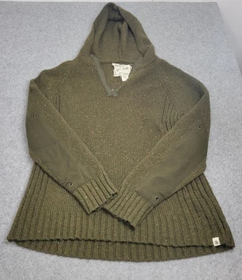 Suéter tallado con volantes para mujer L capucha verde con capucha cuarto cremallera mezcla de lana parche en el codo Foto 1 de 4