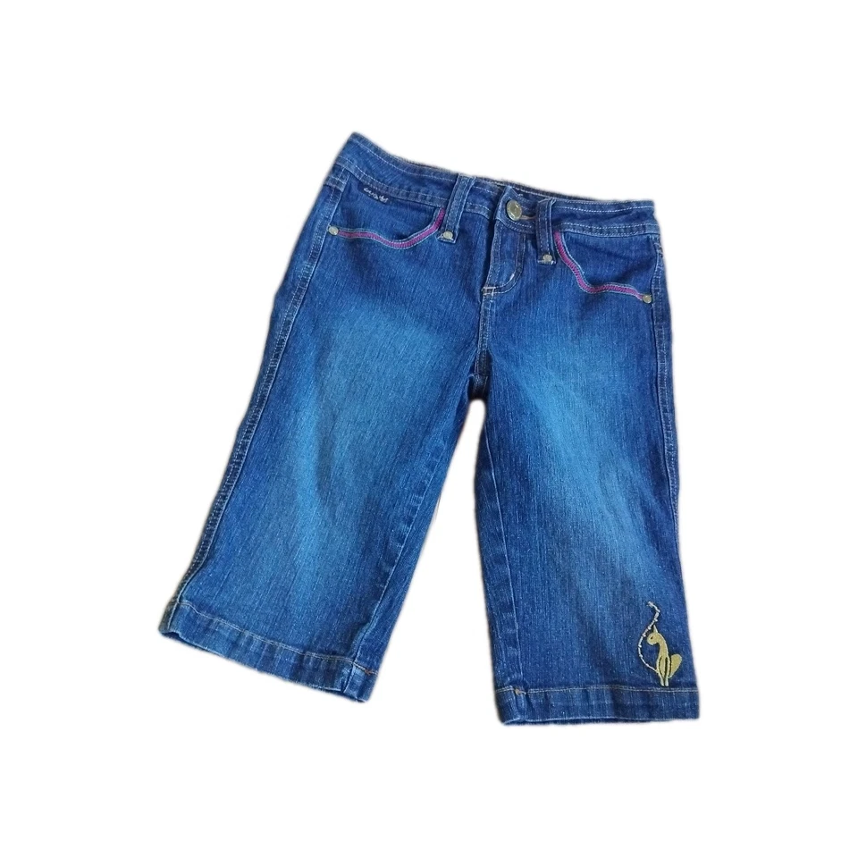 Vintage Girls Bermuda Baby Phat Girls capris Size 10 Blue Denim Embroidered Y2K - Image 1 of 4