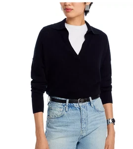 C Designer 100 % Kaschmir schwarzer Pullover im Polostil Kragen - Medium - Einzelhandel 188 $ - Bild 1 von 8