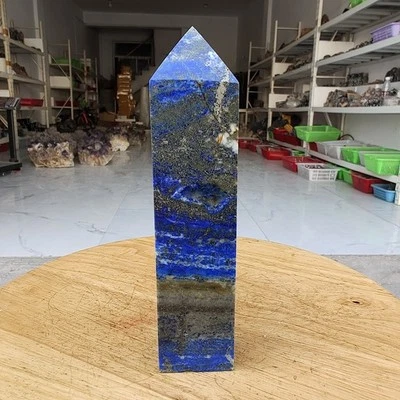 460g Natural Rock Lapis Lazuli Quartz Crystal Stone Point Healing Wand Obelisk - Image 1 of 4