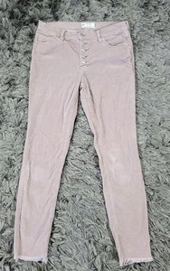 Free People Pants Womens 27 Brown Corduroy Button Fly Skinny Frayed Hem Slim Fit - Picture 1 of 20
