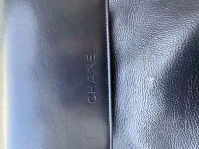 Chanel Black Leather Glasses Case Quilted Pattern w/ Cleaning Cloth Sunglasses - Image 1 of 4