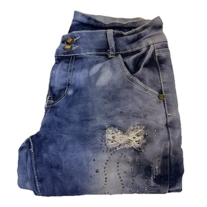 Jeans para mujer 29 bigotes arrugados pierna recta tiro bajo 100 % algodón encaje brillante - Imagen 1 de 22