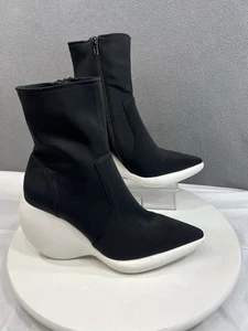 Jeffrey Campbell Platform Ankle Booties Microfiber Black White Women Size 8 - Picture 1 of 14