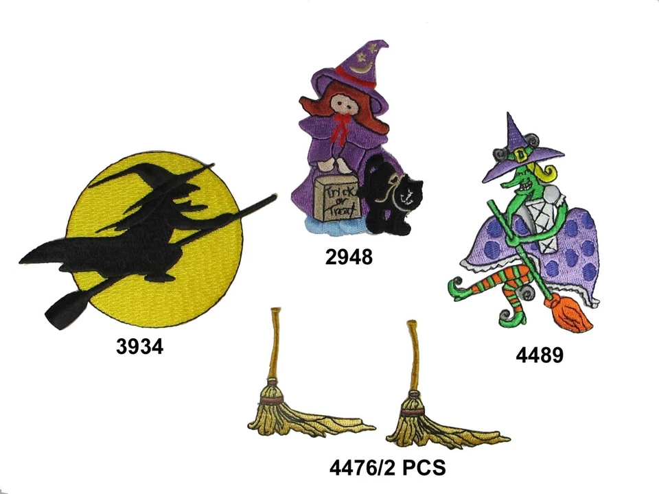 Parche de apliques bordado de escoba de bruja de Halloween, bruja y bruja Foto 1 de 1