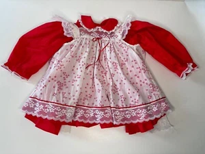 🌺Vintage Bryan Red And White Girls Dress Lace Size 24 Month - Picture 1 of 13