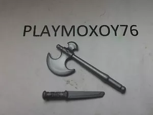 PLAYMOBIL. LOTE DE HACHA Y ESPADA CORTA GUERREROS SOLDADOS BARBAROS MEDIEVAL. - Picture 1 of 1