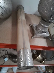 Moroccan Tube pendant light silver ends H80xW10cms, damaged parchment - Picture 1 of 1