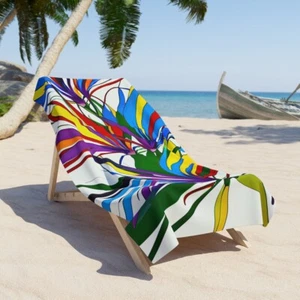 Bird of Paradise Beach Pool Bath Towel - AI Art, Poly/Cotton Blend - Picture 1 of 5
