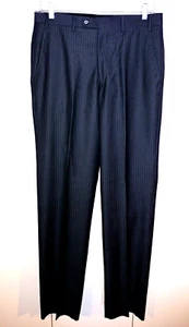 FERRECCI UOMO ITALY MEN'S CHARCOAL PINSTRIPE DRESS PANTS-33.5xUNHEMMED-NWOT - Picture 1 of 5