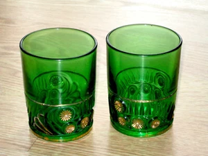 2x EAPG GRÜN Glas ESTHER Getränke BECHER RIVERSIDE Antik 1896 mit Gold - Bild 1 von 5