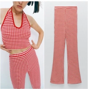 Zara Pants Womens Large Gingham Plaid Mini Flare Picnic Summer Crop Trousers NWT - Picture 1 of 11