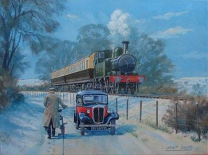14xx Auto Train Great Western GWR BR Morris Car Train Pintura Impresión Artística - Imagen 1 de 1