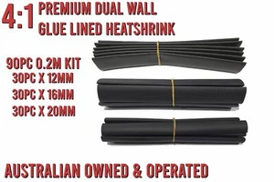 12-20mm 90Pc Kit Heat Shrink 4:1 Dual Wall Glue Lined Wire Insulation Marine - Picture 1 of 1