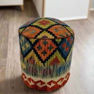 Crafters and Weavers  One of a Kind Kilim Rug Pouf Ottoman foot stool #107A - Picture 1 of 1