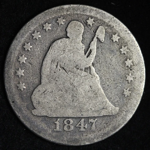 1847-O Seated Liberty Silver Quarter CHOICE GOOD E406 GSBM Cover