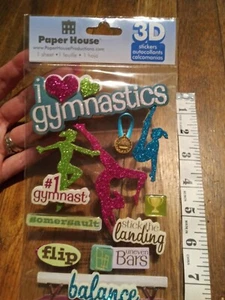 3D Glitter STICKERS GYMNASTICS Bars Flip Balance Medal Pink Green Turquoise - Picture 1 of 5