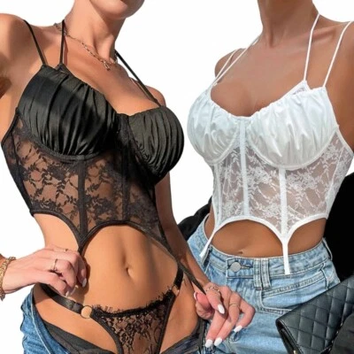 Woman Summer Fashion Lace Blouses Spaghetti Strap Sleeveless Tanks Top - Image 1 of 4