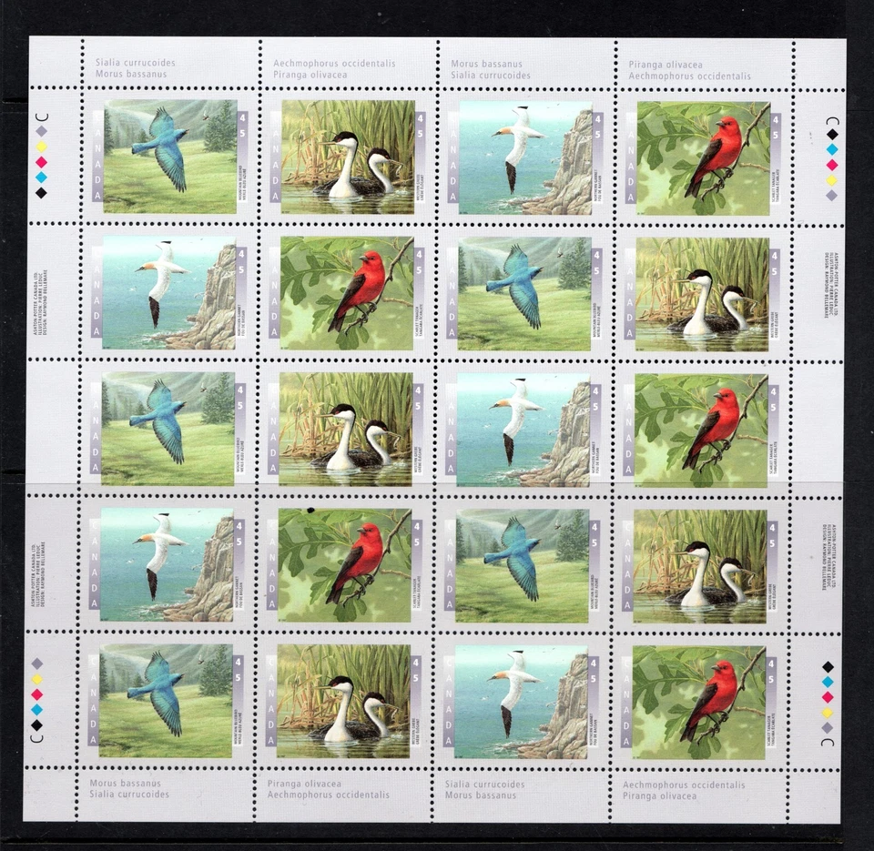 1997 - #1634a MNH Sheet / Canada Birds  Bluebird  Grebe  Gannet  Tangier  cv$22 - Image 1 of 1