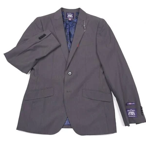Savile Row Brixton Solid Gray Brit Skinny Suit Jacket Blazer Mens Size 38R - Picture 1 of 11