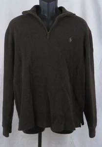 Herren Ralph Lauren Polo 1/4 Zip Pullover Sweater Baumwolle Braun Large - Bild 1 von 3