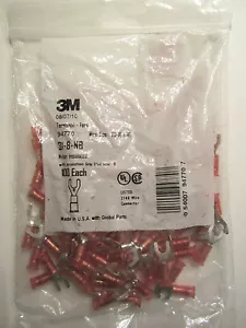 NEW 100 pack 3M 94770 Red Nylon Fork Terminals 22-18 AWG - Picture 1 of 1