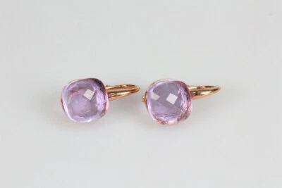 Ohrringe Silber vergoldet synthetischer Stein lila Schmuck Damen Geschenk - Bild 1 von 4