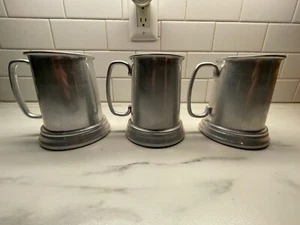 Juego de 3 tazas de piedra de cerveza de fondo transparente vintage de aluminio - Imagen 1 de 11