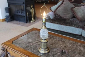 Pineapple Diamond Cut Ornate Filigree Metal Vintage Electric Table Lamp 3-Way - Picture 1 of 10