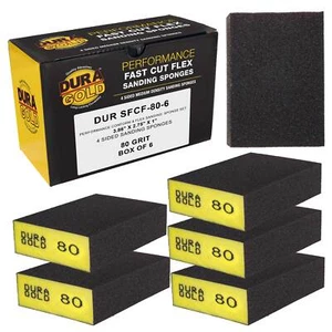 80 Grit 4-Sided Hand Sanding Block Sponges, 6/Box - 3.9" x 2.75" x 1" Wet or Dry - Picture 1 of 5