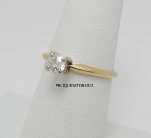 1/3CT Natural Round Diamond Solitaire Engagement Wedding Ring 14K Yellow Gold - Picture 1 of 13