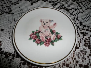 Steiff Pink Teddy Bear Collectible Miniature Porcelain Plate Germany 1994 - Picture 1 of 5