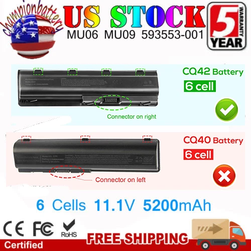 Batería de portátil para HP Pavilion dv6 dv5 g6 g7 dm4 G72 593553-001 CQ42 Mu06 Foto 1 de 4