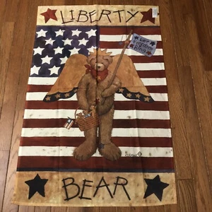 VTG Flag decor Toland LIBERTY BEAR TEDDY 24” x 36” JULY 4TH Fourth Decor KOGUT - Picture 1 of 5